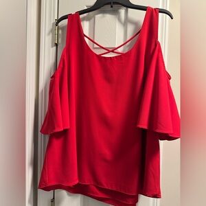 Peter Nygard Vibrant Red Cold Shoulder Blouse